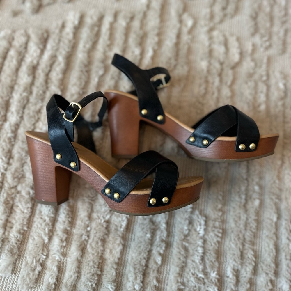 Soda Black and Brown Platform Heels